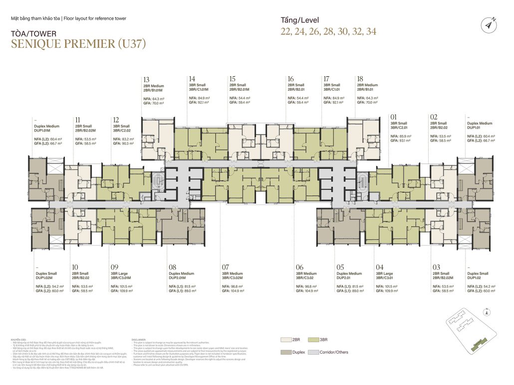 mat bang tang 22 24 26 28 30 32 34 toa the senique premier the senique hanoi
