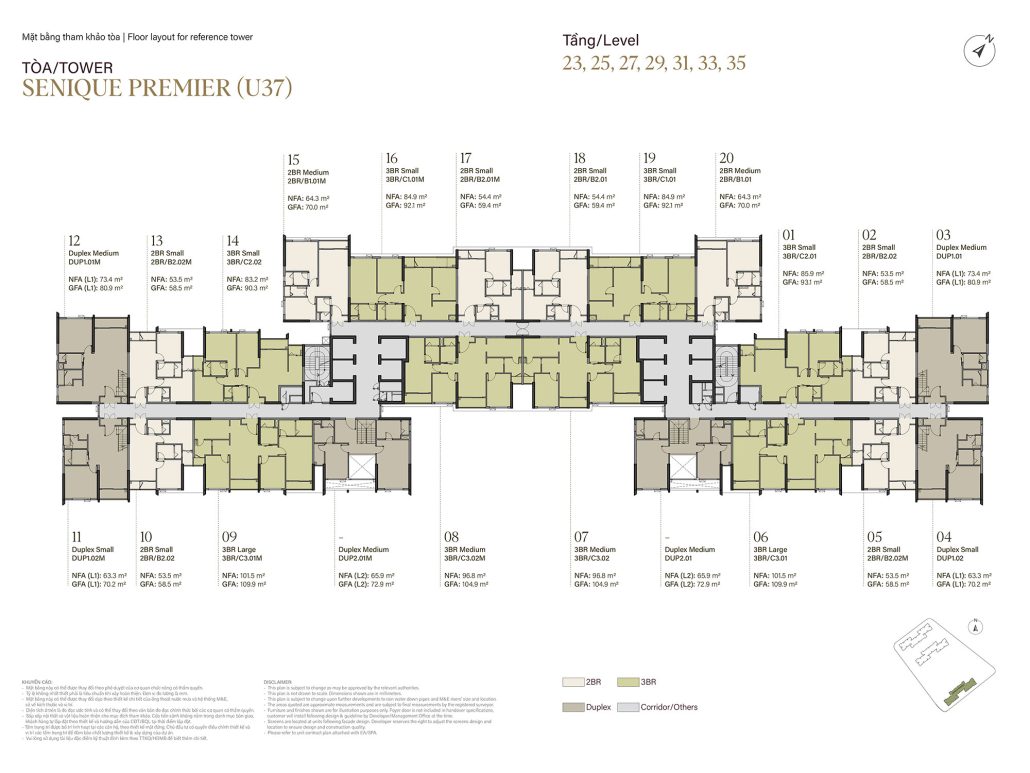mat bang tang 23 25 27 29 31 33 35 toa the senique premier the senique hanoi