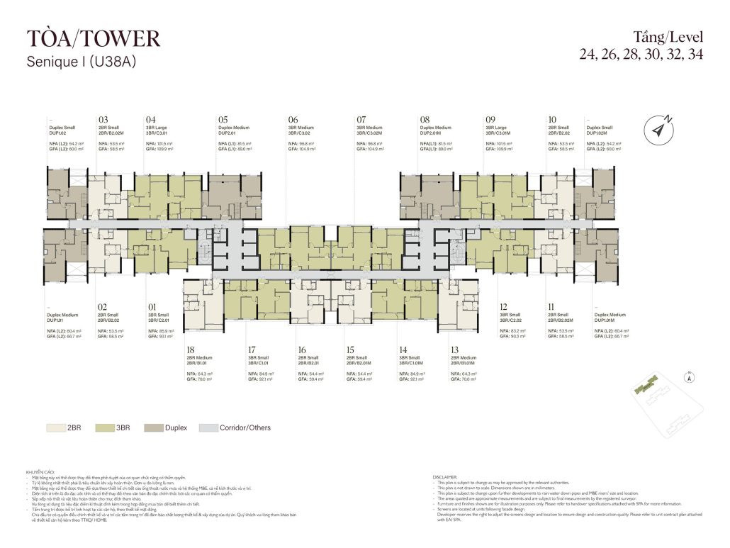 mat bang tang 24 26 28 30 32 34 toa the senique 1 the senique hanoi