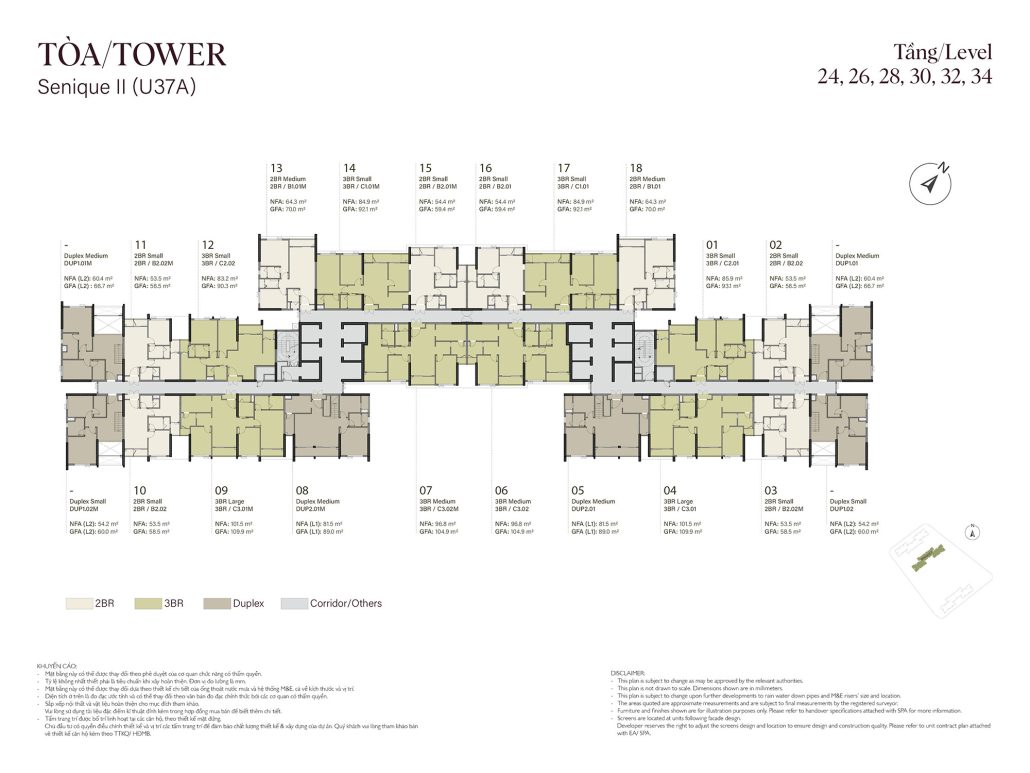 mat bang tang 24 26 28 30 32 34 toa the senique 2 the senique hanoi